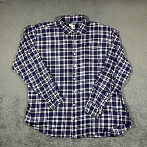 Peter Millar Long Sleeve Button Down Shirt, Blue Plaid Cotton Mens XXL #1852